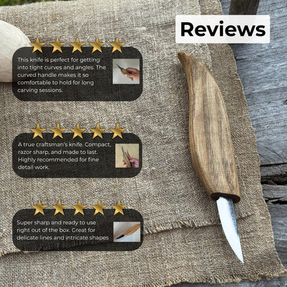 Whittling Knife for Wood Carving with carbon steel blade and ash wood handle