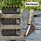 Whittling Sloyd Knife with 7.5 cm blade and ash wood handle by Sharky Forged Steel Tools