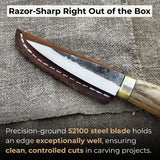 Whittling Sloyd Knife with 7.5 cm blade and ash wood handle by Sharky Forged Steel Tools