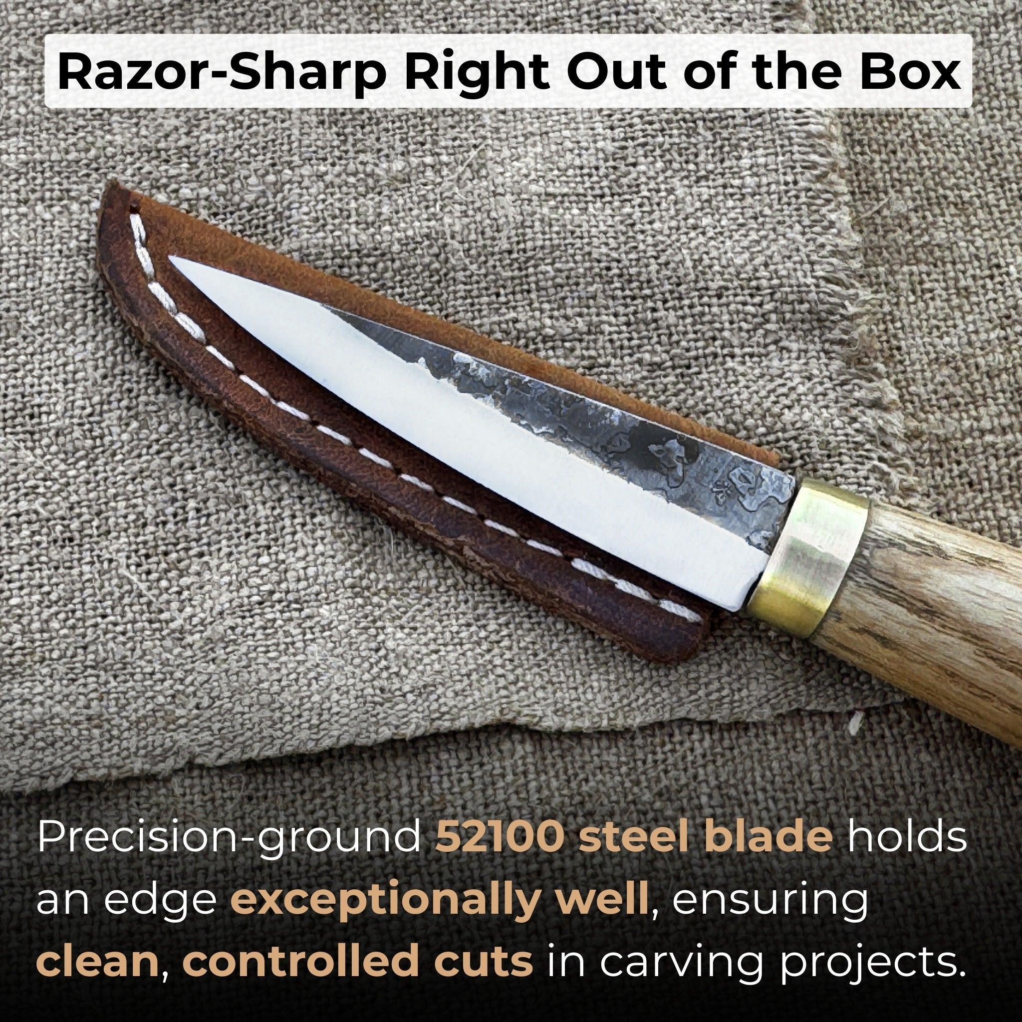 Whittling Sloyd Knife with 7.5 cm blade and ash wood handle by Sharky Forged Steel Tools