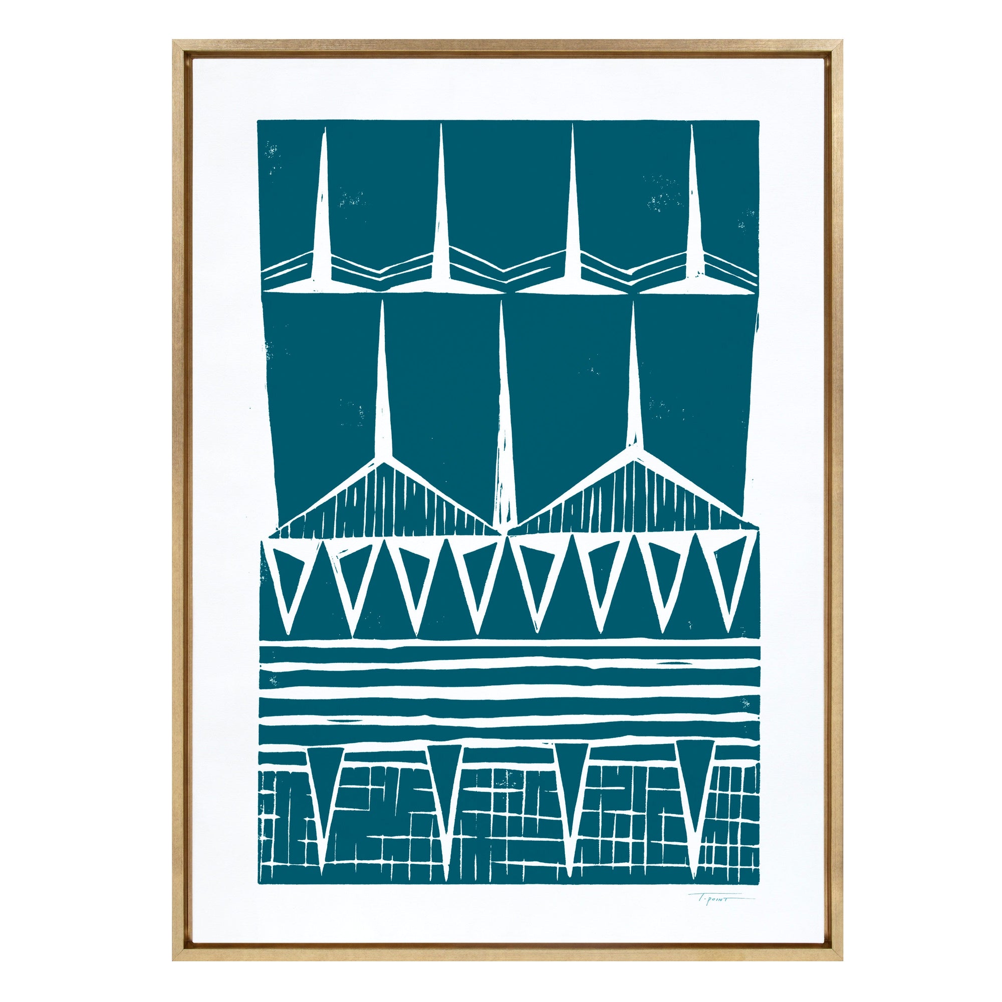 Sylvie Modern Tribal Block Print Teal Framed Canvas by kateandlaurel - product image 8 for Resin Society