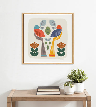 Sylvie Folk Birds Harvest Framed Canvas by Carey Copeland
