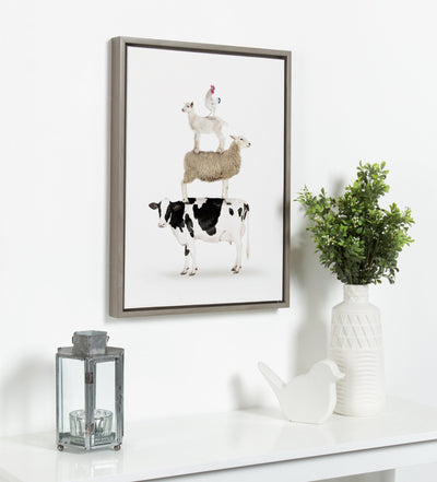 Sylvie Stacked Farm Animals Framed Canvas by Amy Peterson by kateandlaurel - product image 5 for Resin Society