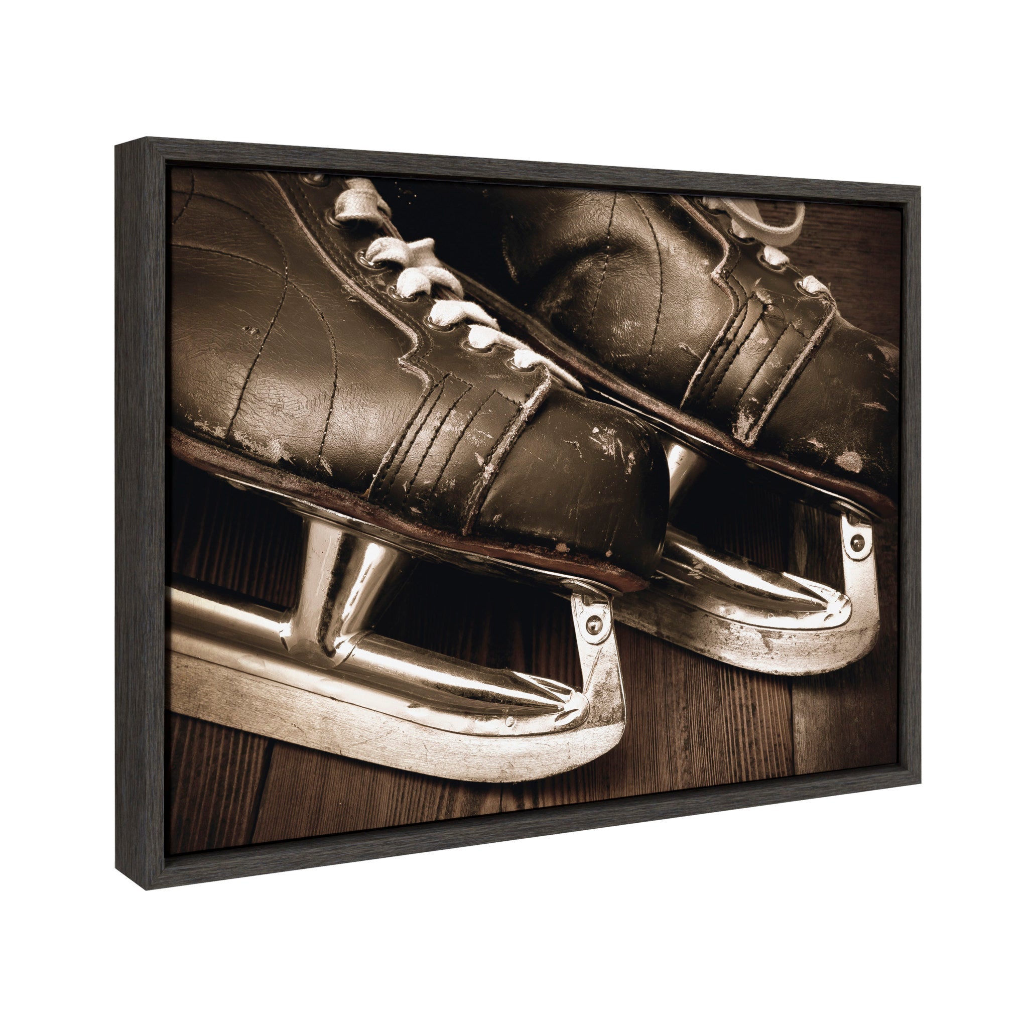 Sylvie Leather Hockey Skates Framed Canvas by kateandlaurel - product image 2 for Resin Society