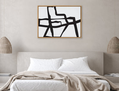 Sylvie Bold Sophisticated Abstract Black Stroke Framed Canvas by kateandlaurel - product image 4 for Resin Society