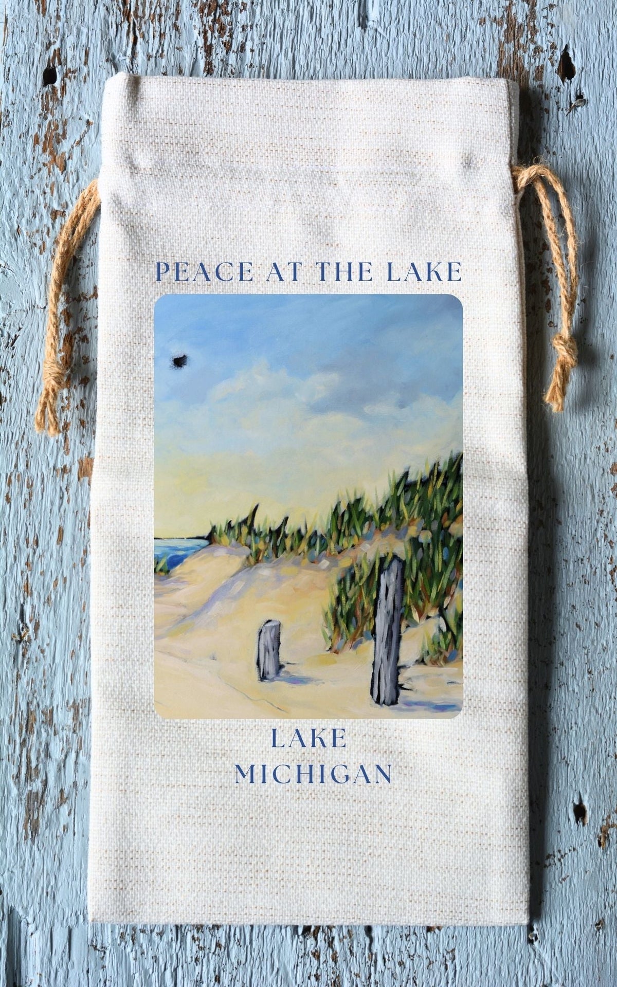 Wine Tote: Peace at the Lake by Dreese Fine Art - Resin Society