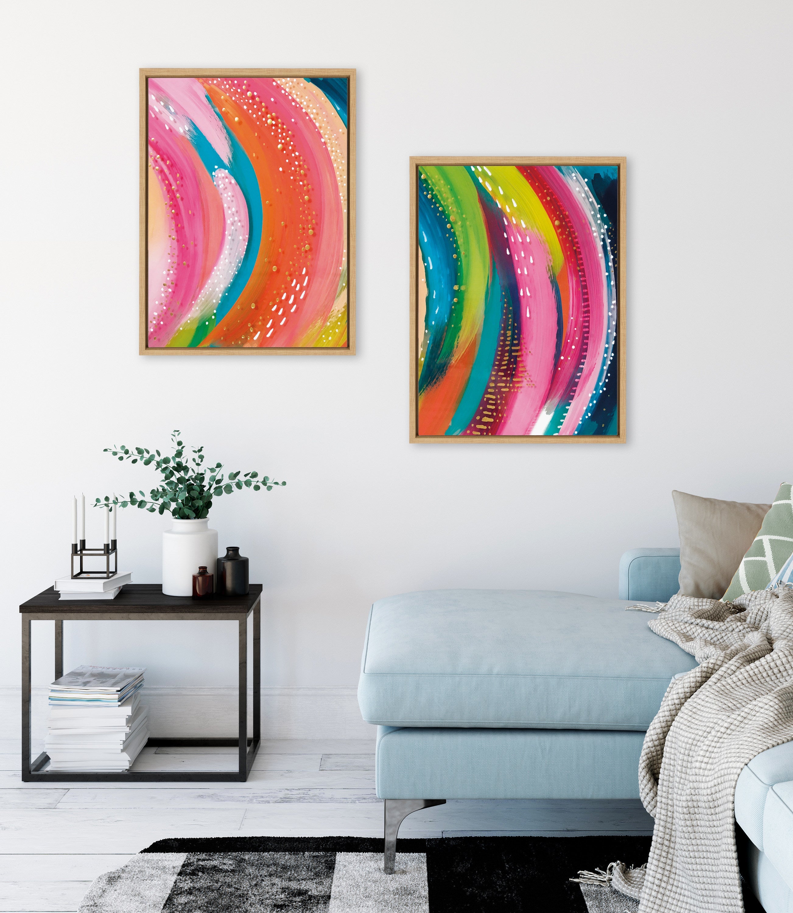 Sylvie Bright Abstract Left and Right Framed Canvas Art Set by Jessi Raulet of Ettavee