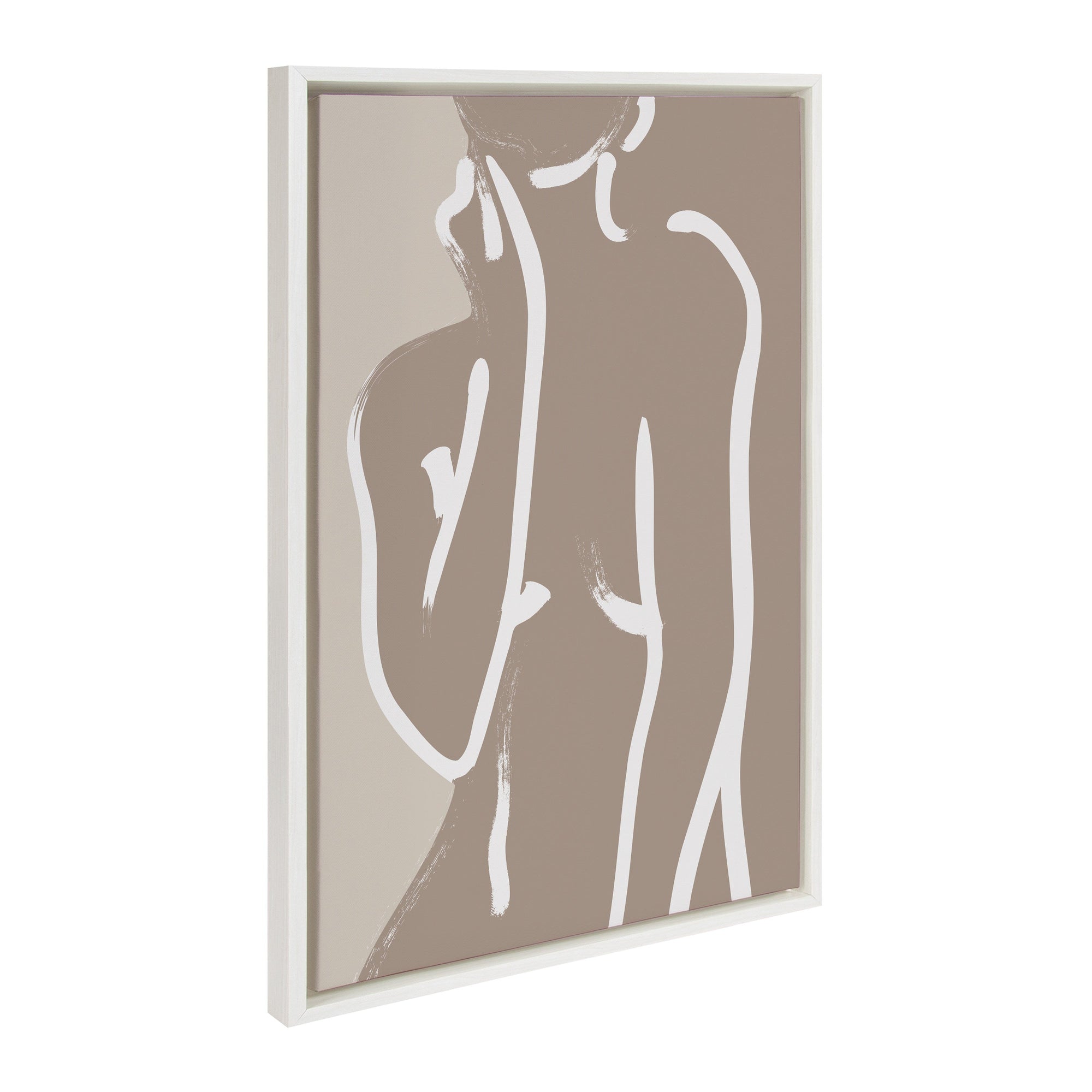 Sylvie Simple Romantic Line Art Drawing Neutral Framed Canvas by kateandlaurel - product image 7 for Resin Society