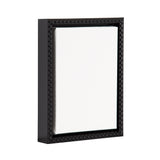 Small rectangular blank white canvas with a raised black frame featuring a beaded pattern, shown standing at a slight angle on a white background.