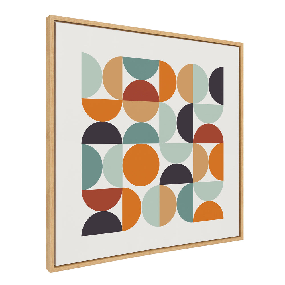 Sylvie Circles and Curves Retro Color Framed Canvas by kateandlaurel - main product image for Resin Society