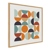 Sylvie Circles and Curves Retro Color Framed Canvas by kateandlaurel - main product image for Resin Society