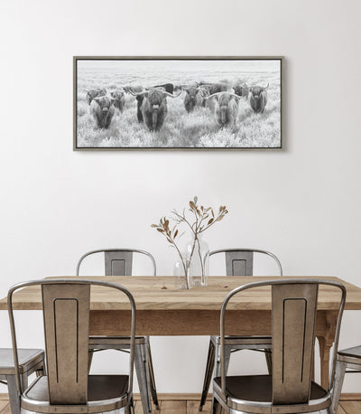 Sylvie Herd of Highland Cows Black and White Framed Canvas by The by kateandlaurel - product image 11 for Resin Society