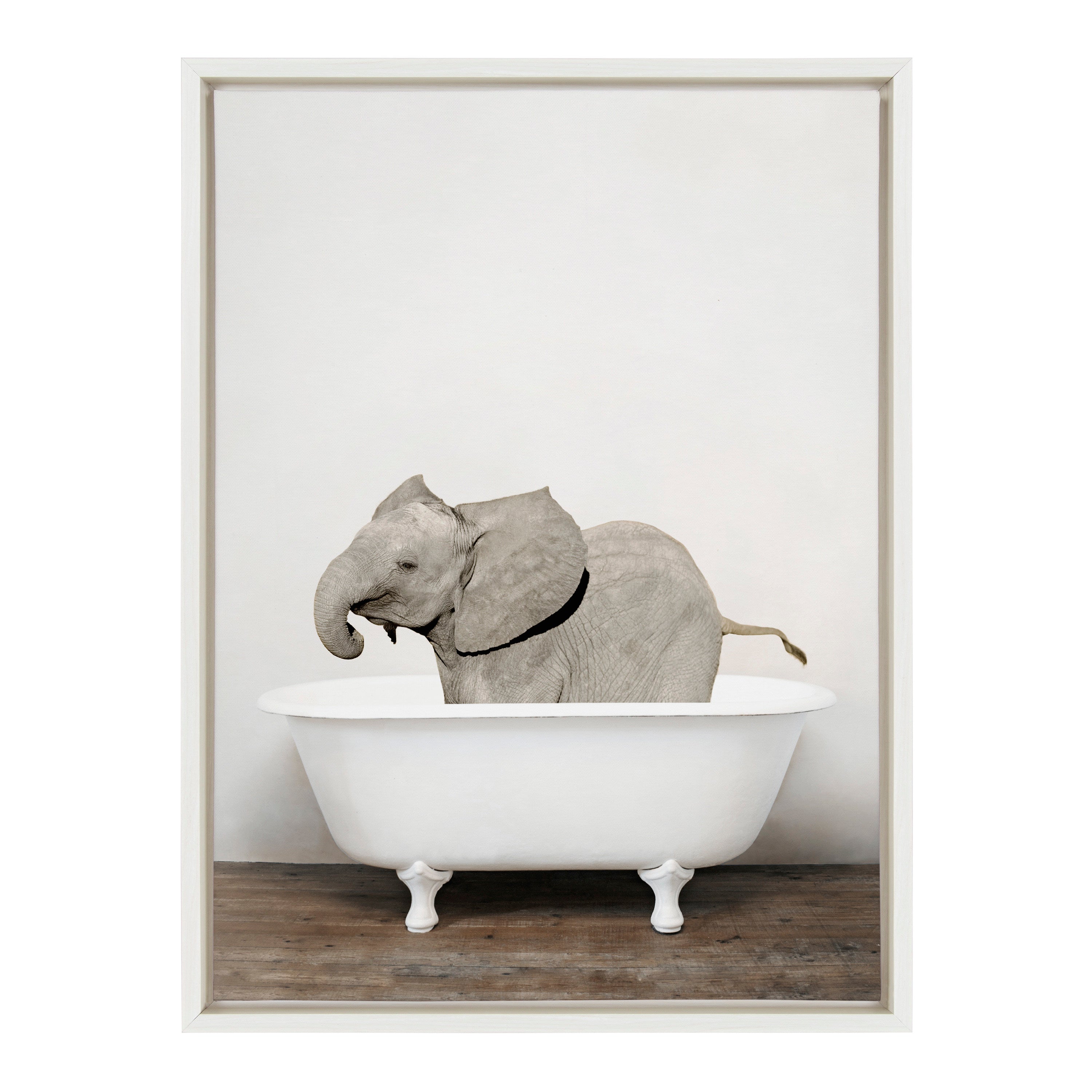 Sylvie Baby Elephant in the Tub Color Framed Canvas by kateandlaurel - product image 2 for Resin Society