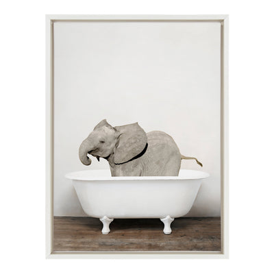 Sylvie Baby Elephant in the Tub Color Framed Canvas by kateandlaurel - product image 2 for Resin Society