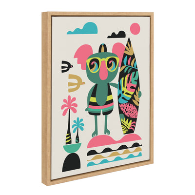 Sylvie Mid Century Modern Surf Koala Framed Canvas by kateandlaurel - product image 2 for Resin Society