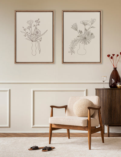 Sylvie Beaded Floral Study 1 and Floral Study 2 Framed Canvas Art Set by Kate Aurelia Holloway