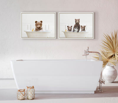 Sylvie Bear Cub In Bubble Bath Neutral Style Framed Canvas by kateandlaurel - product image 11 for Resin Society