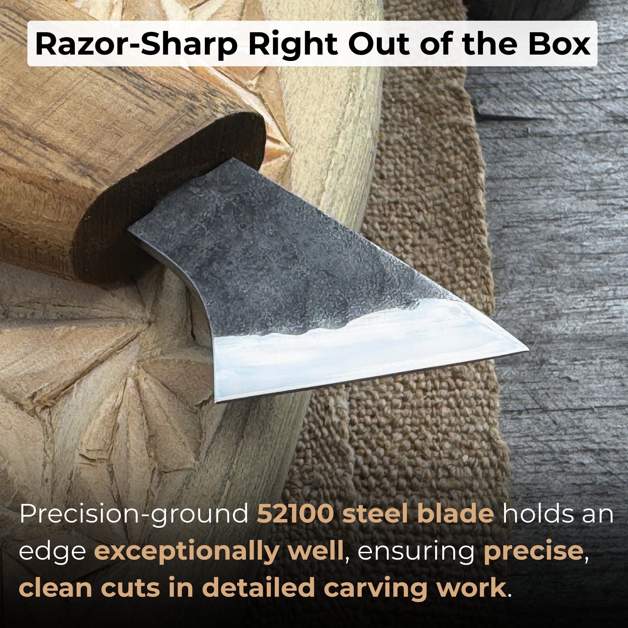 Wood Carving Knife with 2.5 cm blade and wooden handle by Sharky Forged Steel Tools