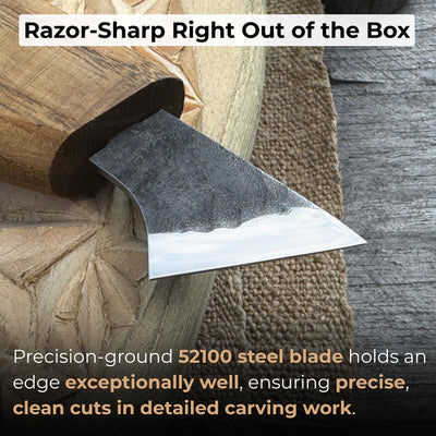 Wood Carving Knife with 2.5 cm blade and wooden handle by Sharky Forged Steel Tools