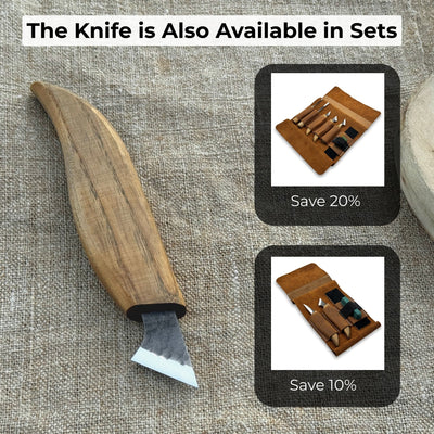 Wood Carving Knife with 2.5 cm blade and wooden handle by Sharky Forged Steel Tools