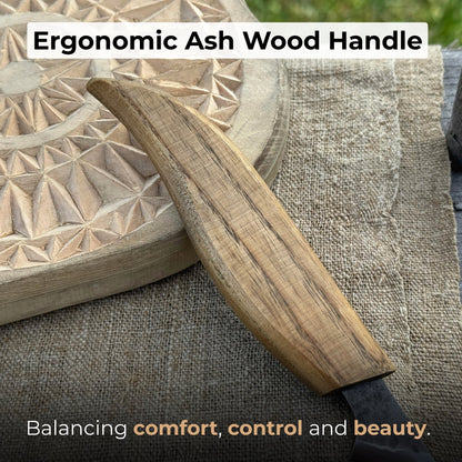 Wood Carving Knife with 2.5 cm blade and wooden handle by Sharky Forged Steel Tools