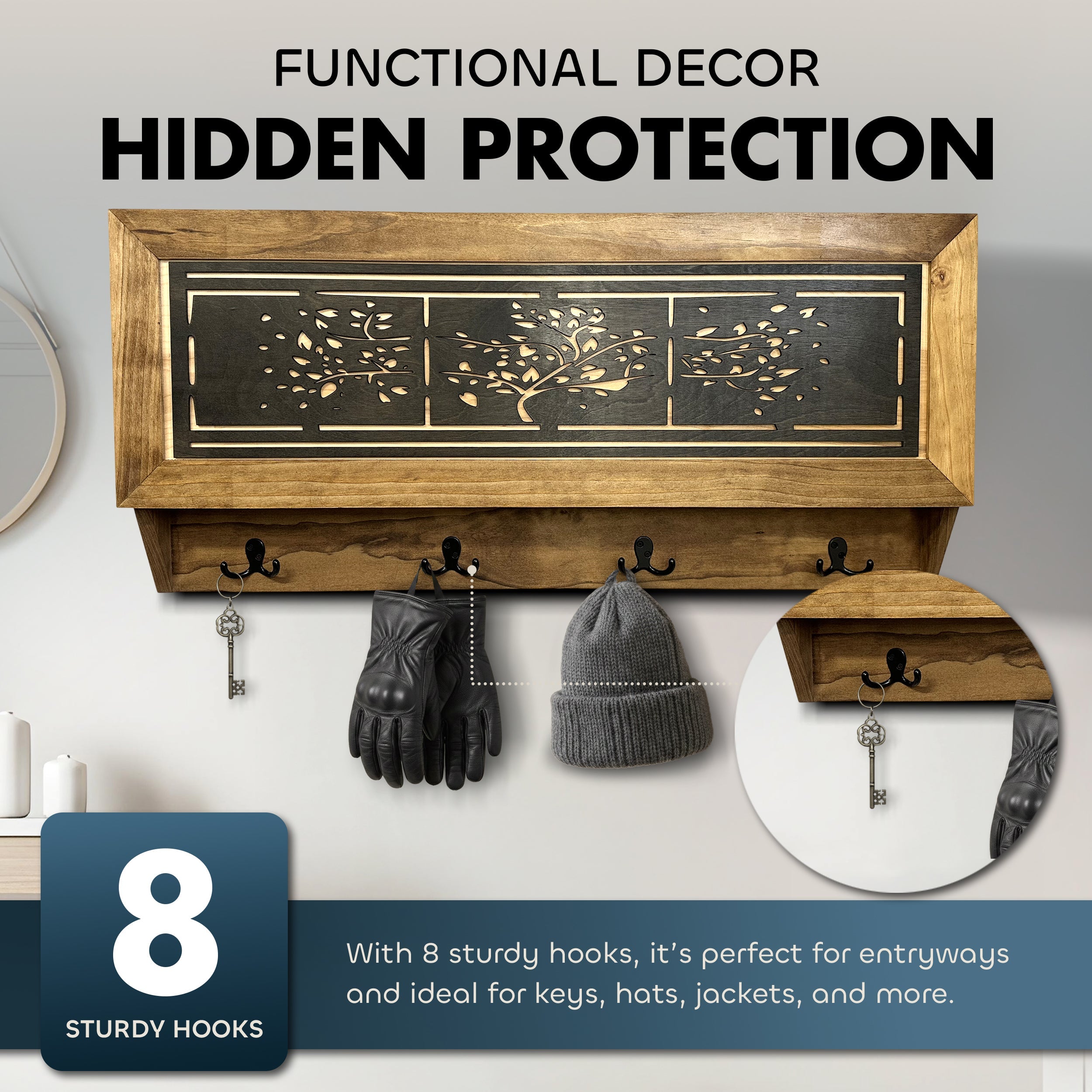 Family Tree Coat Rack Gun Concealment Decor by Bellewood Designs - product image 3 for Resin Society
