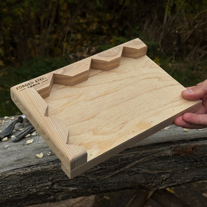 Handcrafted wooden bench hook for carving and chiseling by Sharky Forged Steel Tools