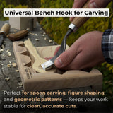 Handcrafted wooden bench hook for carving and chiseling by Sharky Forged Steel Tools