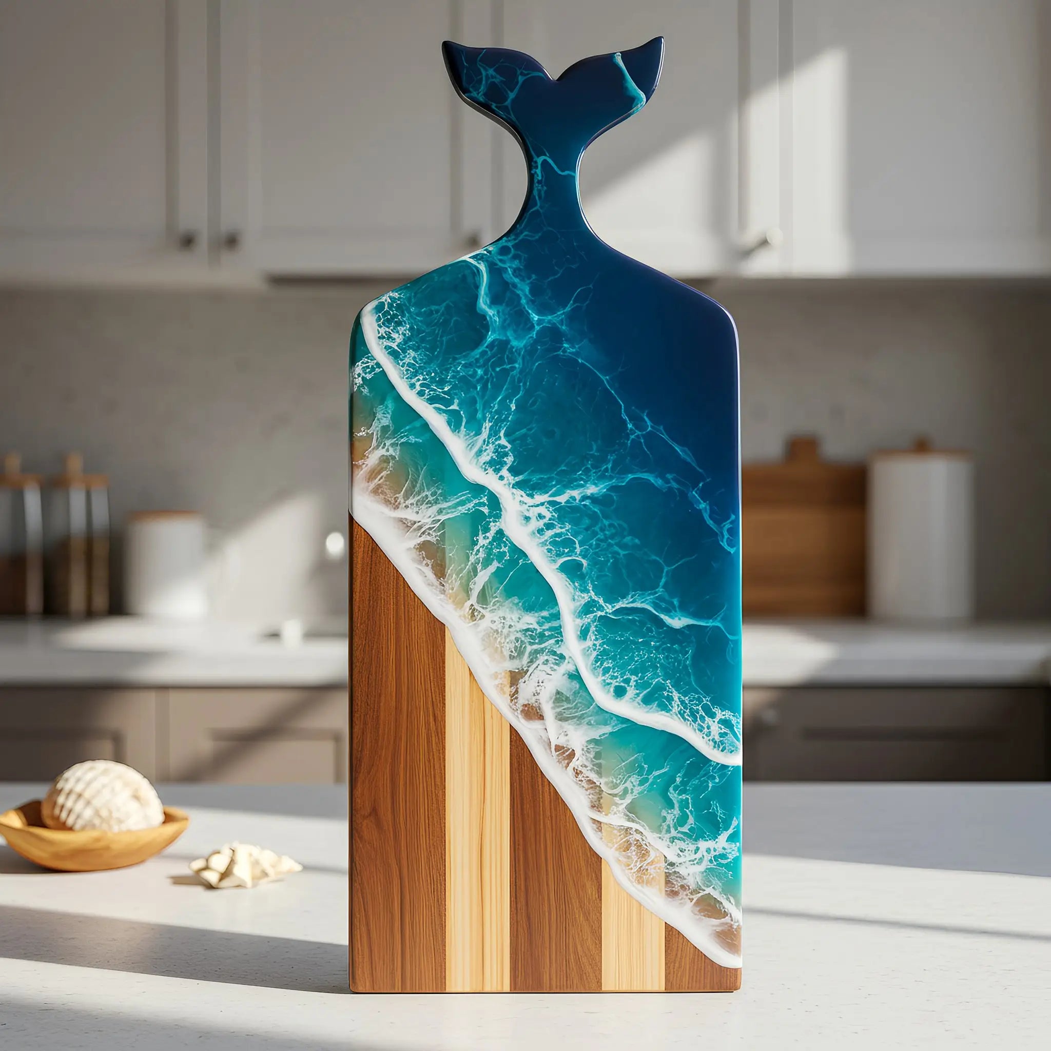 Whale Tail Ocean Resin Charcuterie Board