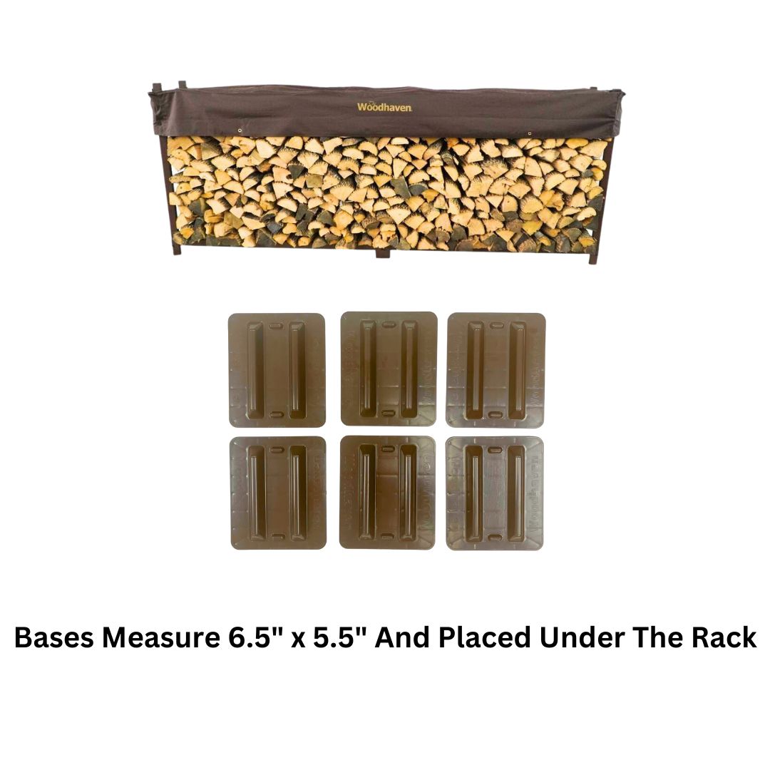 Woodhaven 10 ft Firewood Rack holding stacked firewood outdoors