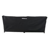 Woodhaven Full Firewood Rack Cover on firewood rack in outdoor setting