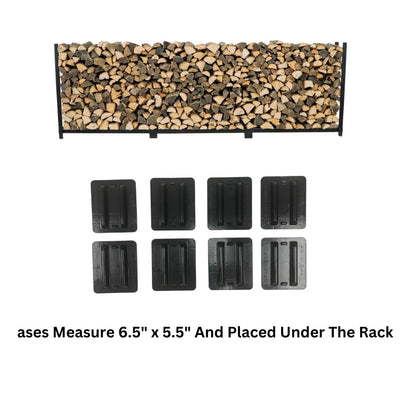 Woodhaven 12 ft Firewood Rack holding stacked firewood outdoors
