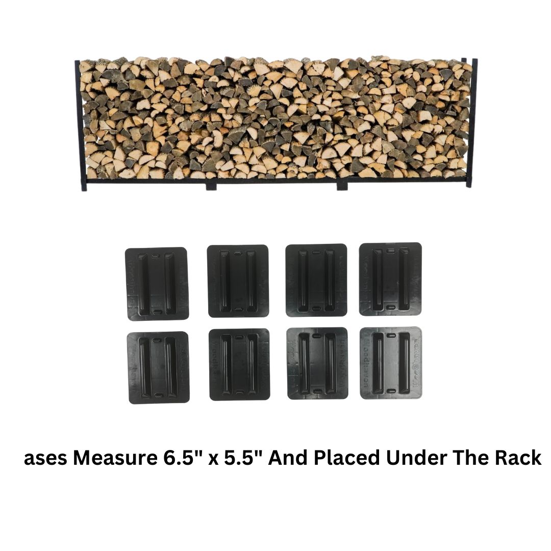 Woodhaven 12 ft Firewood Rack holding stacked firewood outdoors
