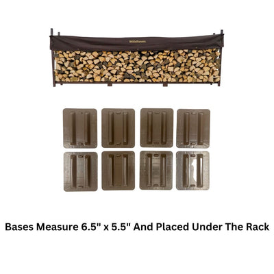 Woodhaven 12 ft Firewood Rack holding stacked firewood outdoors