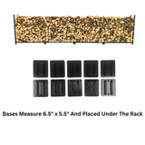 Woodhaven 16 ft Firewood Rack holding stacked firewood outdoors