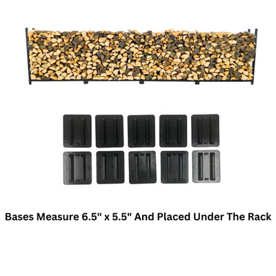 Woodhaven 16 ft Firewood Rack holding stacked firewood outdoors
