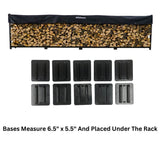 Woodhaven 16 ft Firewood Rack holding stacked firewood outdoors
