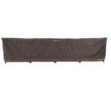 Woodhaven Full Firewood Rack Cover on firewood rack in outdoor setting