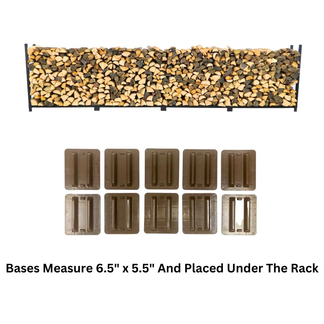 Woodhaven 16 ft Firewood Rack holding stacked firewood outdoors
