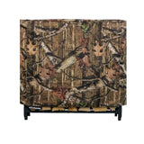 Woodhaven Full Firewood Rack Cover on firewood rack in outdoor setting