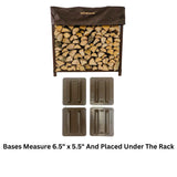 Woodhaven 4 ft Firewood Rack holding stacked firewood outdoors