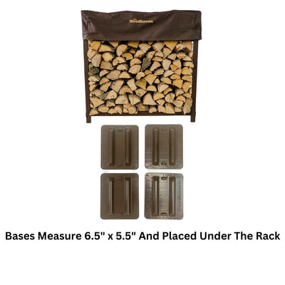 Woodhaven 4 ft Firewood Rack holding stacked firewood outdoors