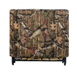 Woodhaven Full Firewood Rack Cover on firewood rack in outdoor setting