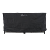 Woodhaven Full Firewood Rack Cover on firewood rack in outdoor setting