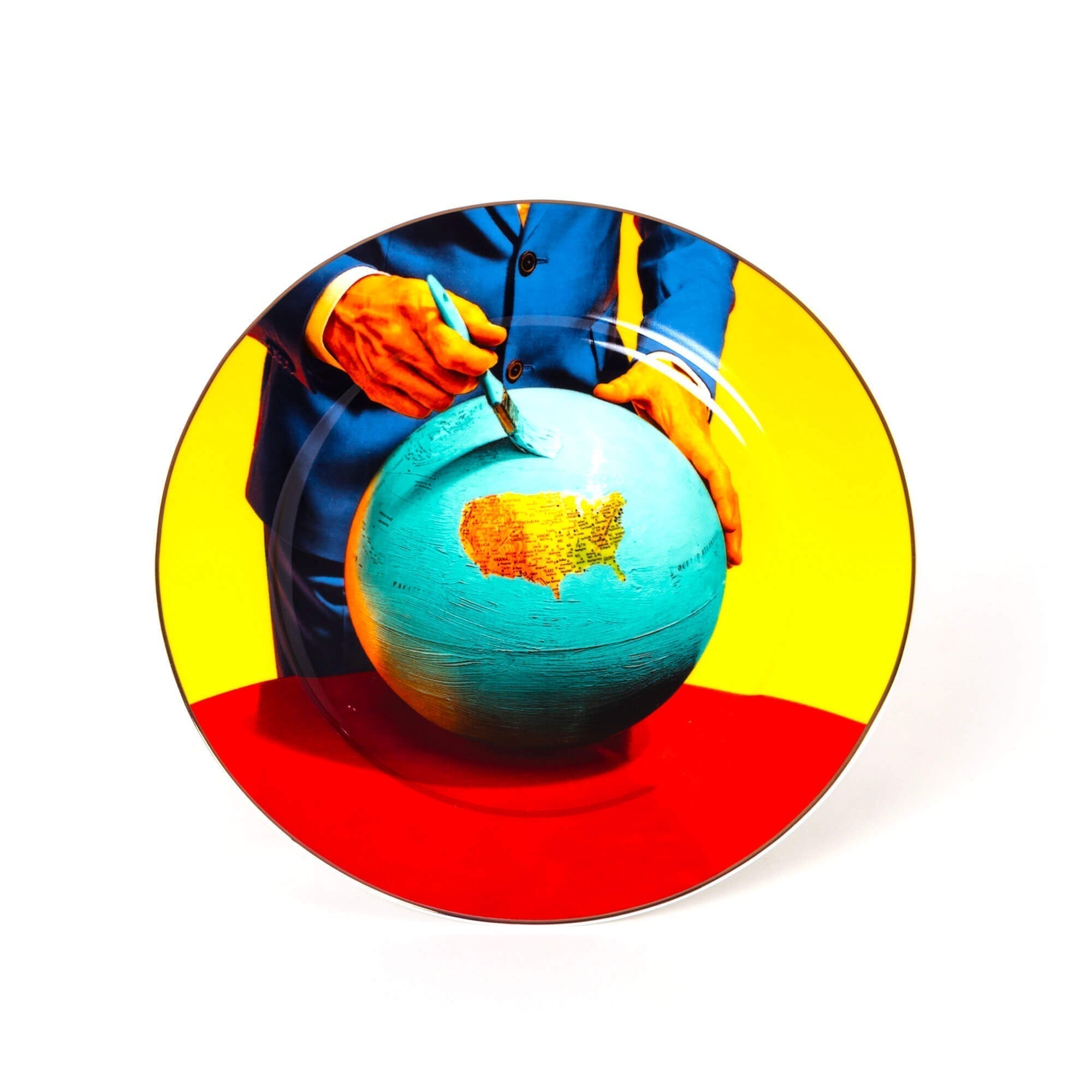 Porcelain Plate Globe Gold Border by DEKOR - main product image for Resin Society