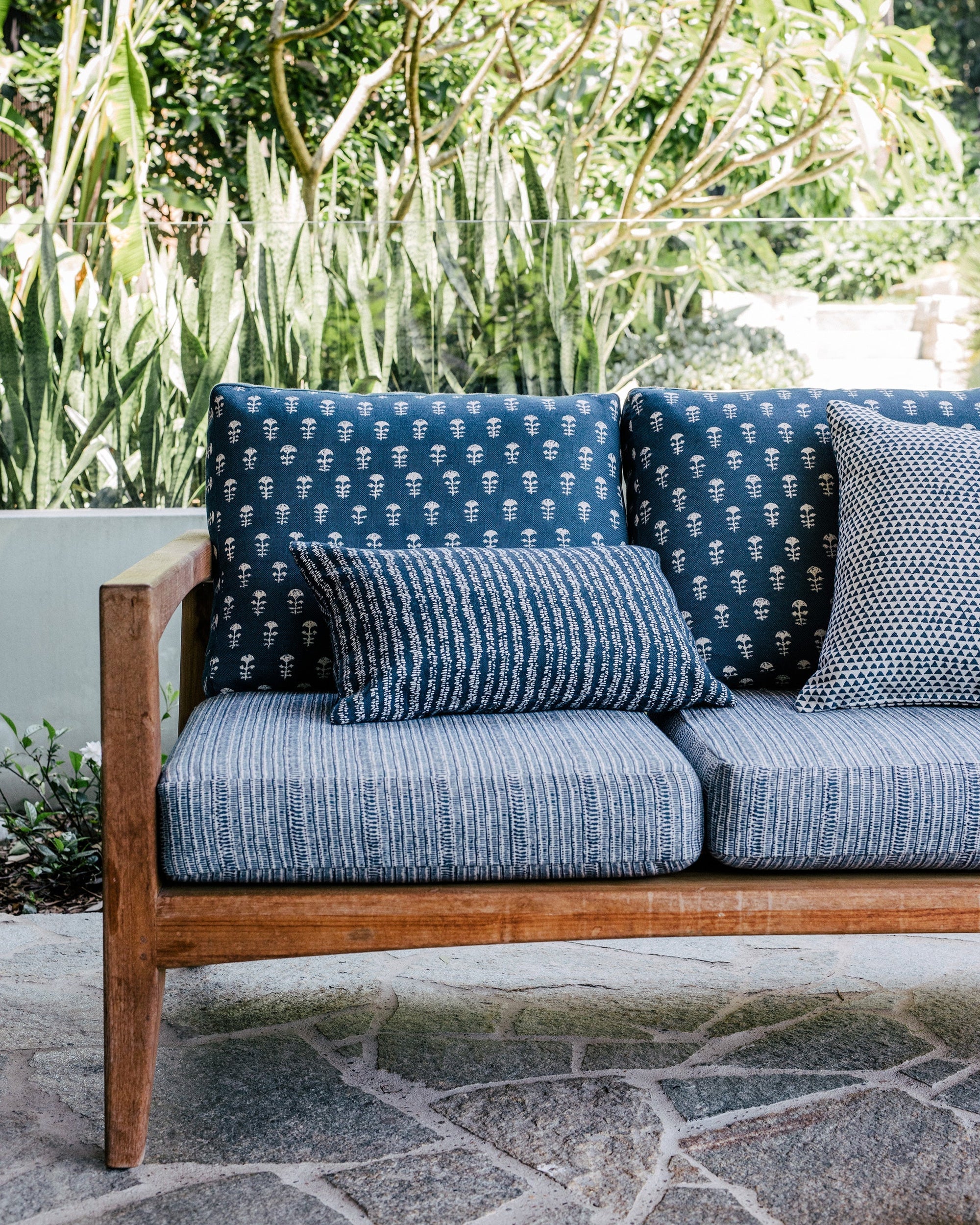 Yoko Woven Pillow Cover in Atlantic Blue, Walter G Textiles