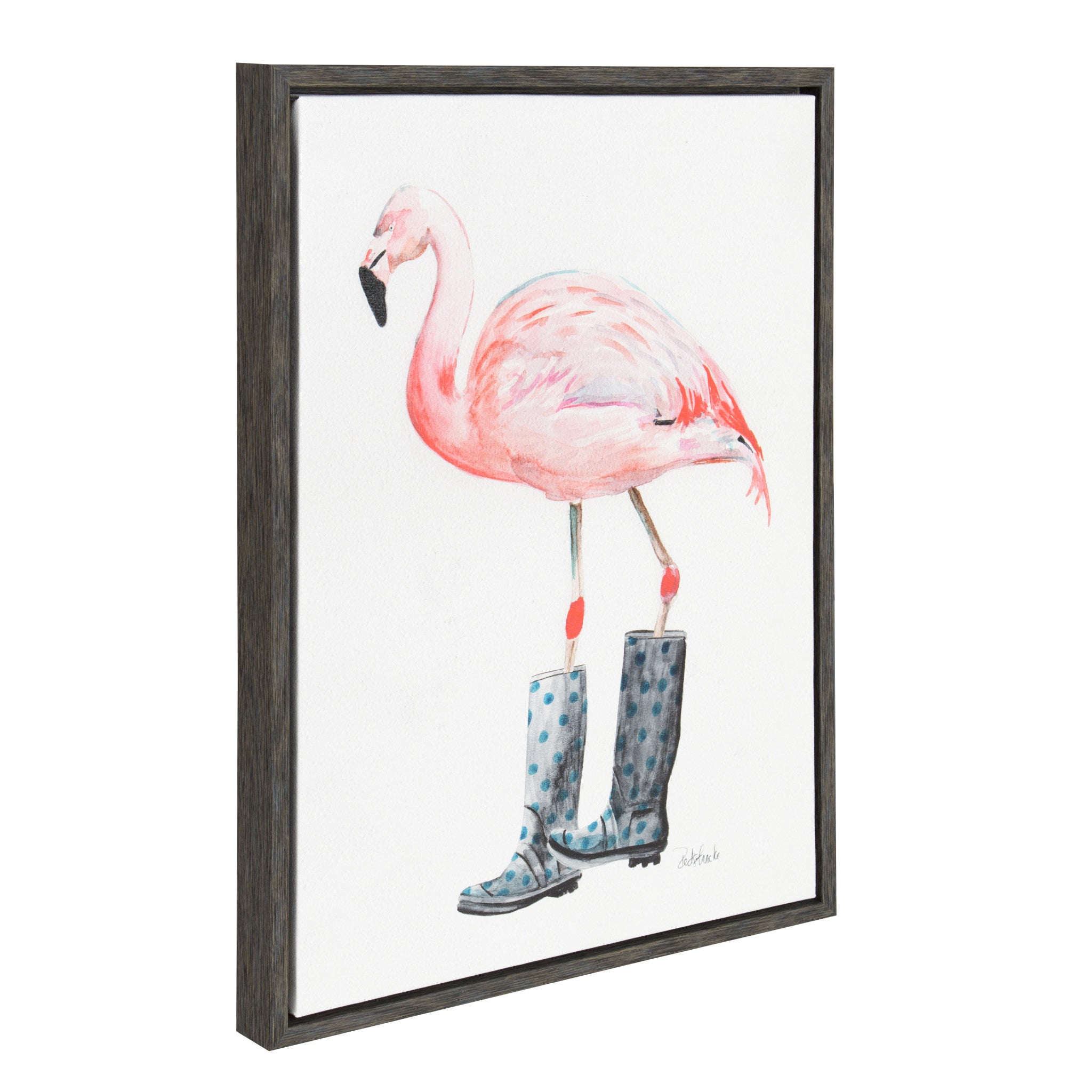 Sylvie Flamingo Framed Canvas Art by Jennifer Redstreake Geary by kateandlaurel - main product image for Resin Society