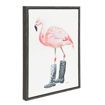 Sylvie Flamingo Framed Canvas Art by Jennifer Redstreake Geary by kateandlaurel - main product image for Resin Society
