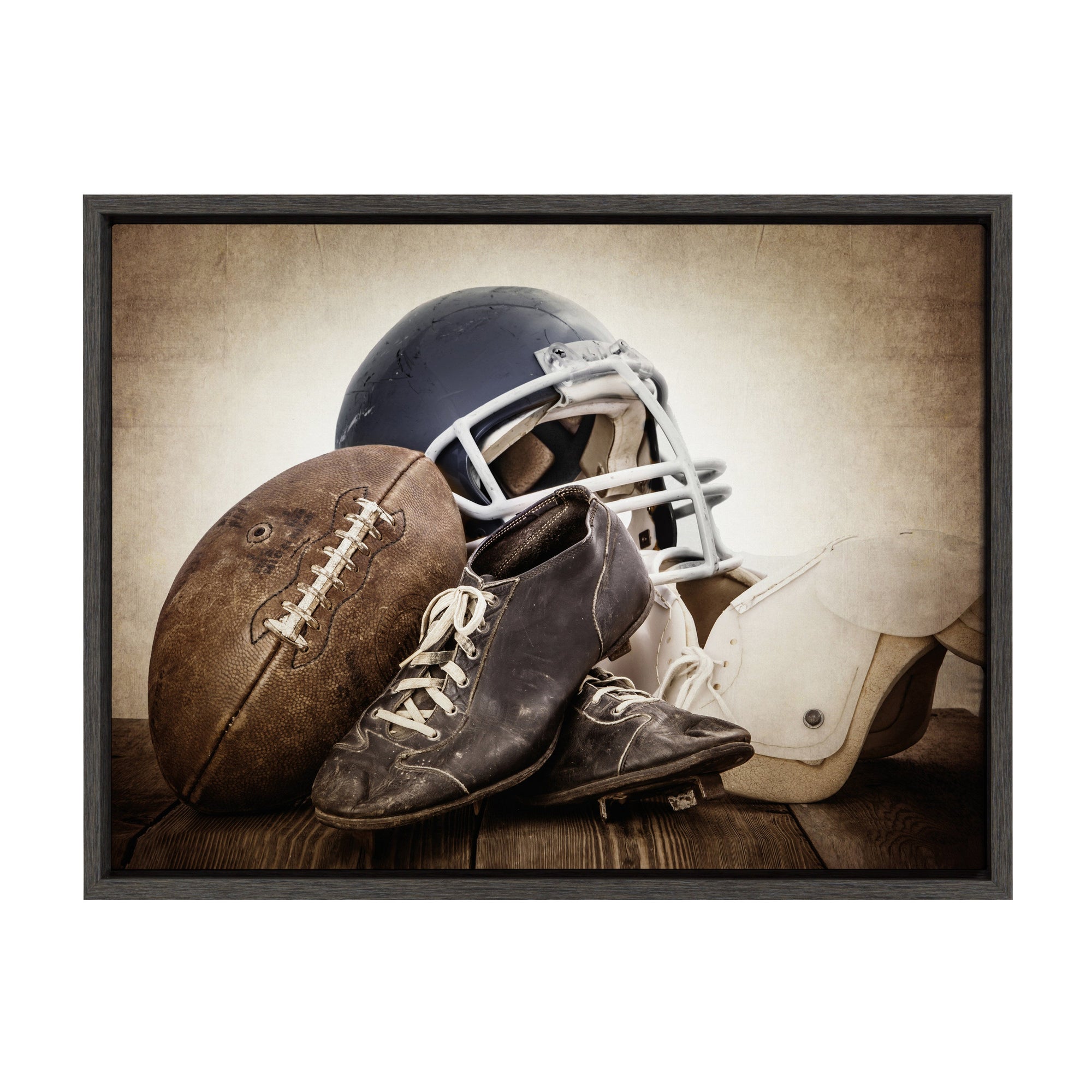Sylvie Vintage Football Gear Framed Canvas by kateandlaurel - product image 10 for Resin Society