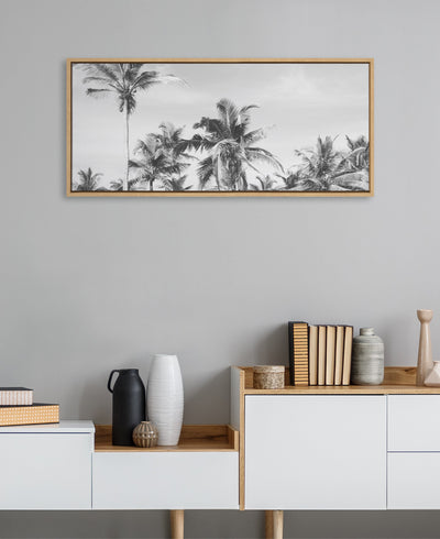 Sylvie Coastal Coconut Palm Tree Beach BW Framed Canvas by kateandlaurel - product image 10 for Resin Society
